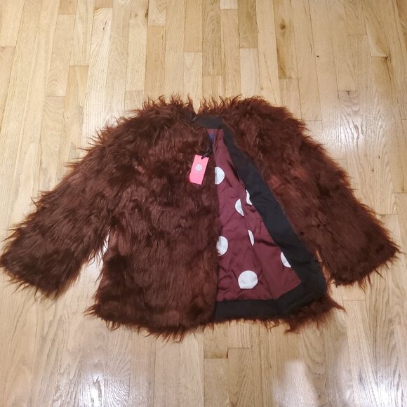 NWT Maison Atia Brigit Bordeaux Faux Fur Coat Vest Removable Sleeves Size 2 - Picture 1 of 9